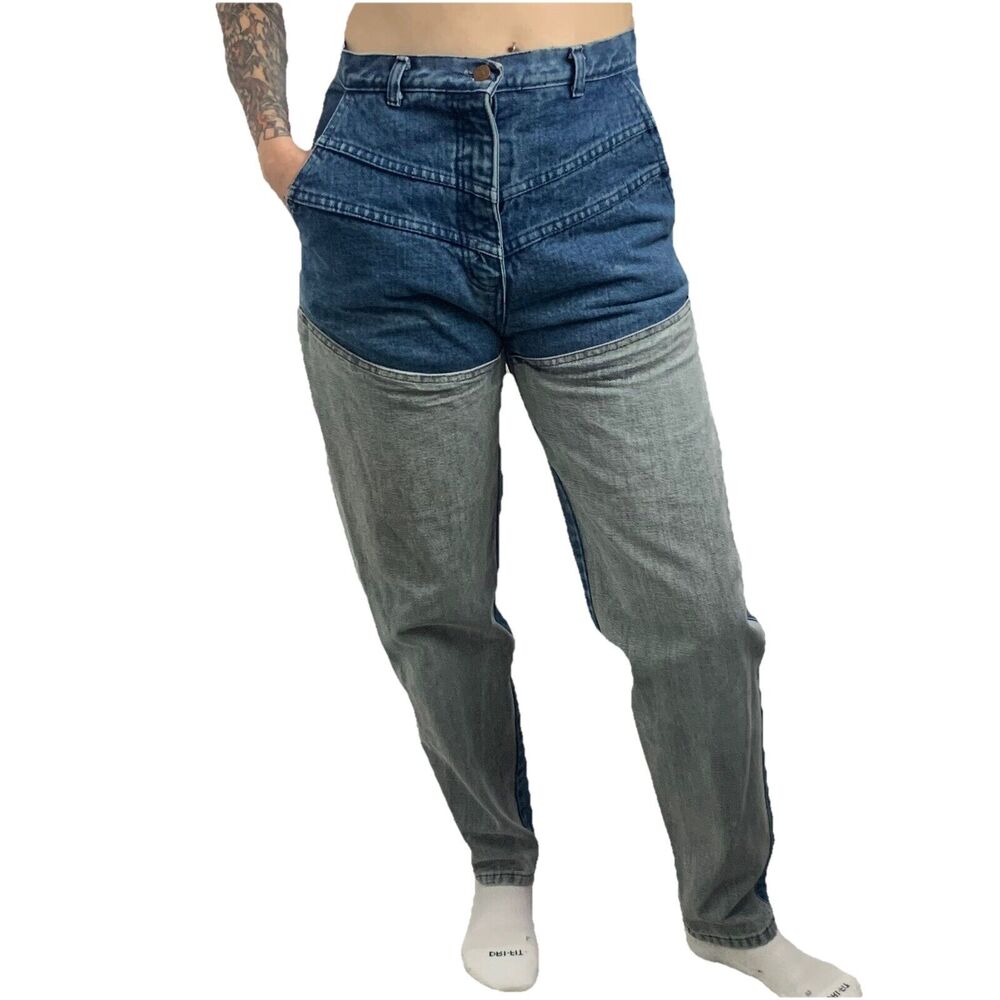 Vintage 80s Ciotti Italian Denim Jeans Womens 28" x 31" High Rise Color Block